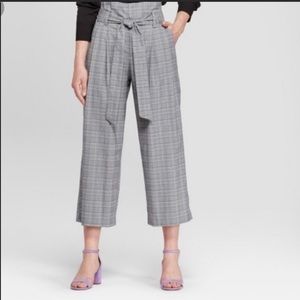 plaid paper bag pants